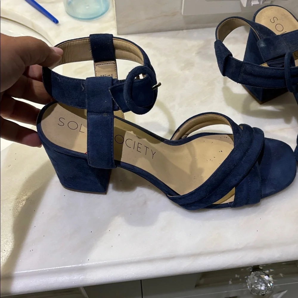 Sole Society Deep Blue Suede Heels - Picture 2 of 5